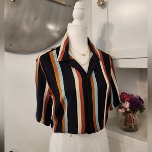 Mango Striped Cubana Shirt XS